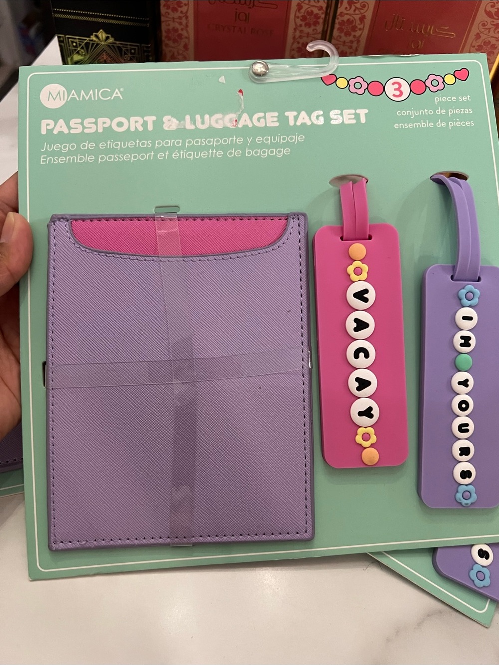 miami Kids Passport & Luggage Tag Set - Purple & Pink